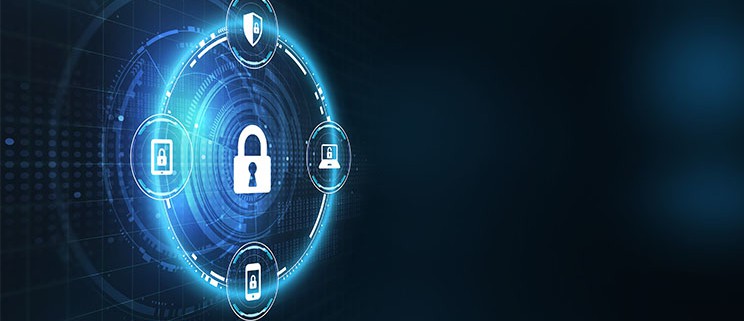 virtual Q_October_LIarticle2 blue padlock cybersecurity graphic on dark background
