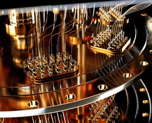 Close-up image of a quantum computer.